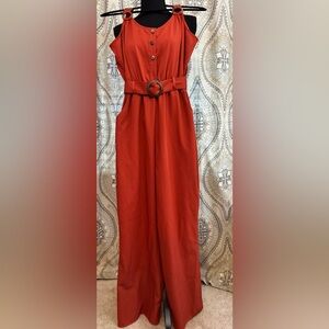 Elegant Luna Chix Rust Jumpsuit with Belt